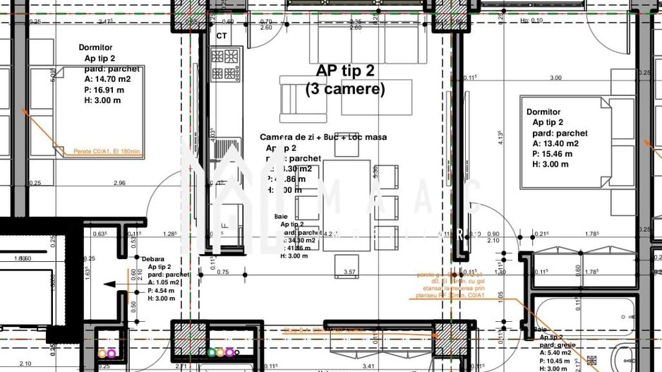 Apartament 3 camere | 72.35MPU  | Balcon | Lift | Veterani - Schiță 6