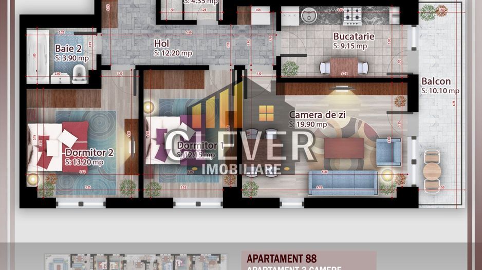 3 camere spațios 85mp, Pallady -  12 min Metrou Teclu - Poză 2