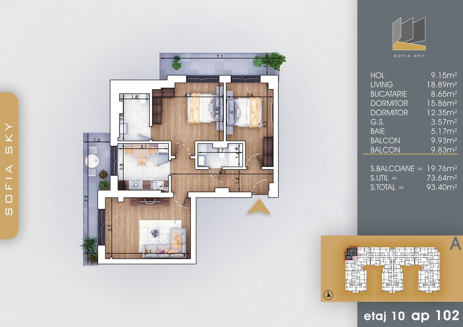 AP 3 CAMERE_SCOALA DE STAT_METROU_TRANSPORT STB_ZONA COMERCIALA - Poză 1
