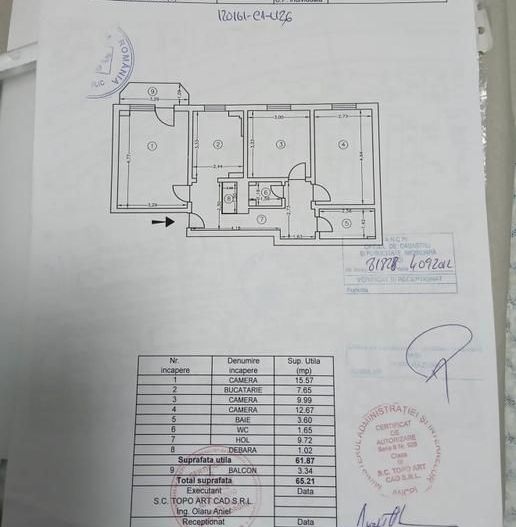 Apartament 3 camere, D.,2 bai, 65mp 135000euro Pacurari - Poză 8