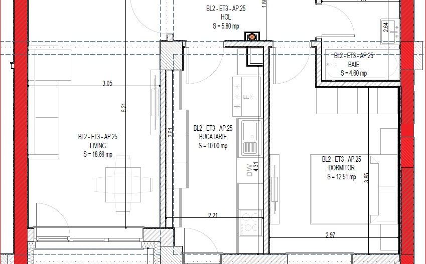 Apartament 2 camere - Proiect nou Sibiu - Schiță 5