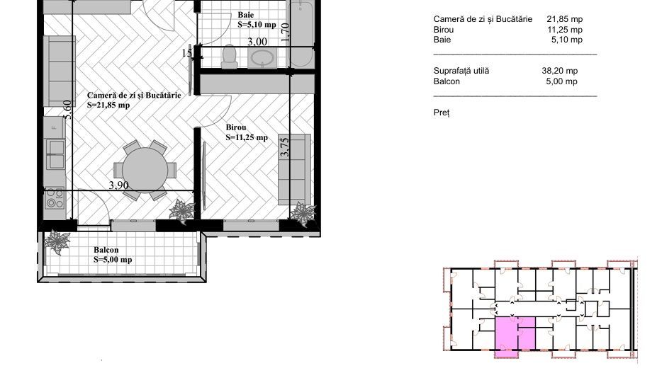 Apartament NOU 2 camere open space 43 mp Bucium 68500 euro - Poză 6