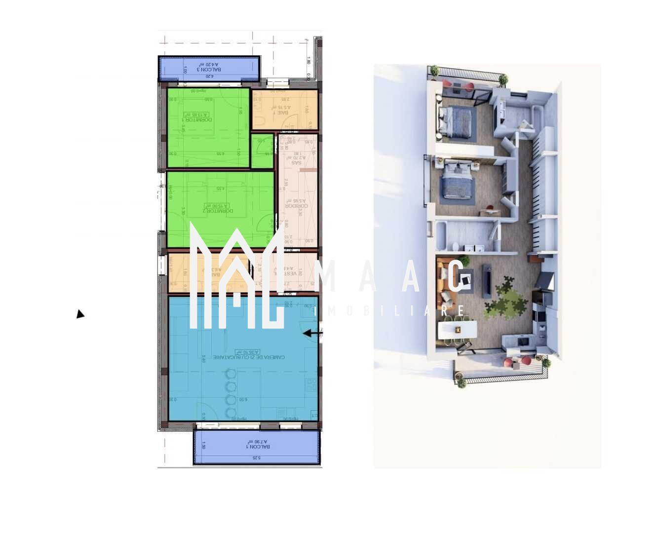 Apartament 3 camere I 88,7 mp I 2 balcoane I Cartierul Arhitecților - Poză 3