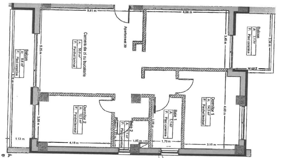APARTAMENT 3 CAMERE PREMIUM CENTRAL| PRIMA INCHIRIERE|  LOC DE PARCARE SI BOXA - Schiță 22
