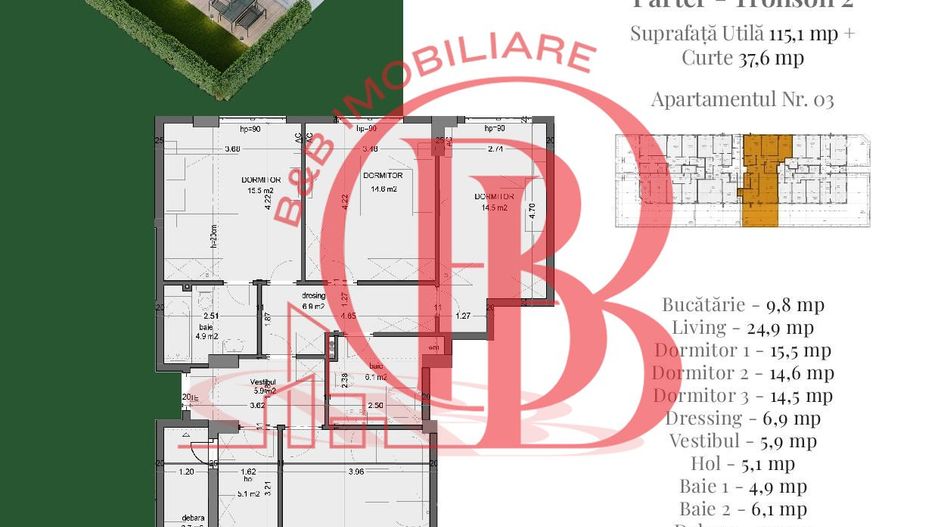 Apartament 4 camere | Gradina Proprie | Pallady Metrou Teclu - Schiță 7