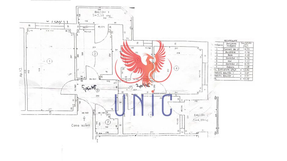 Apartament 3 camere Decomandate Lapus et 3/4 - Schiță 10