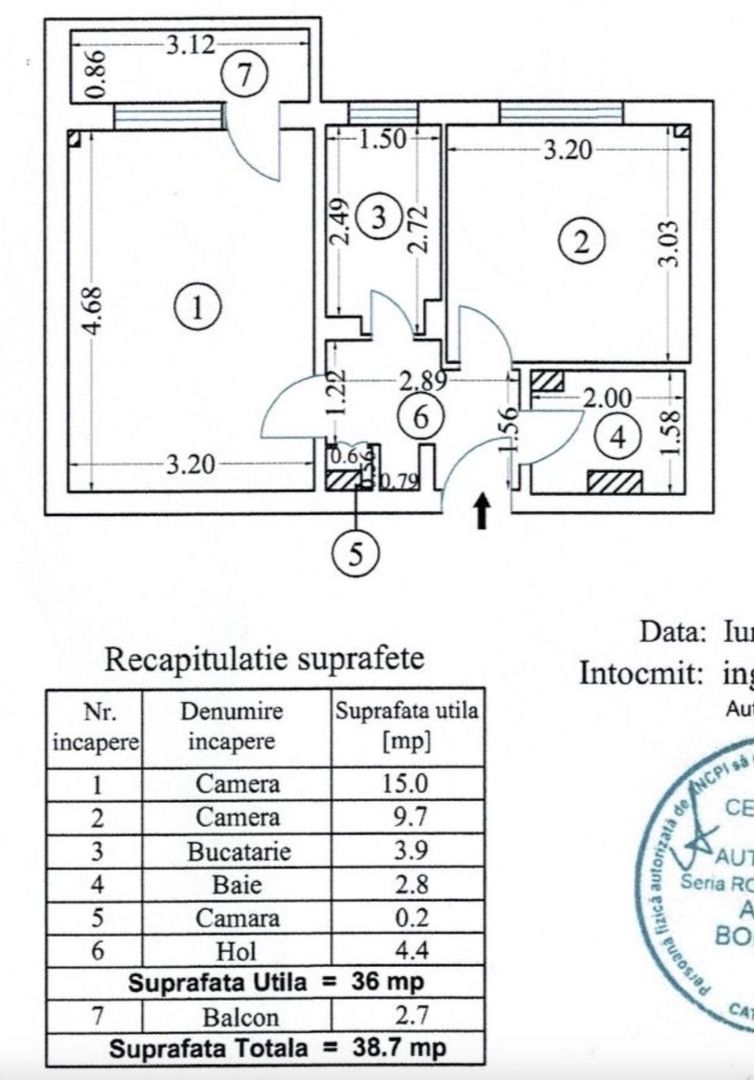 Apartament 2 camere renovat integral Lujerului, Militari - Schiță 11