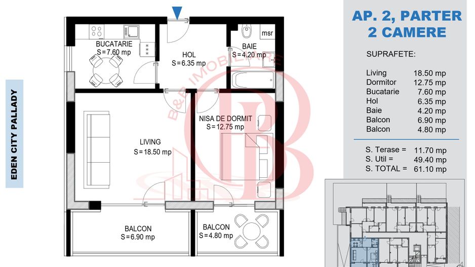 Apartament 2 camere Pallady Metrou Nicolae Teclu - Schiță 7