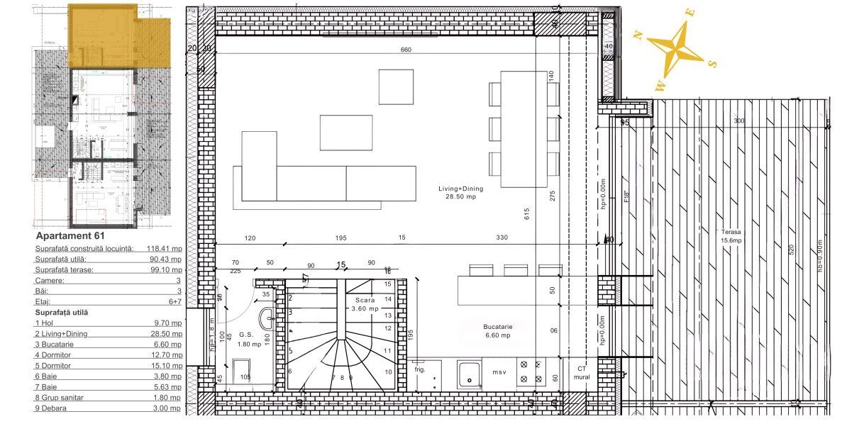 Apartament spatios 3 camere tip duplex I Zona Baneasa - Aerogarii - Poză 13