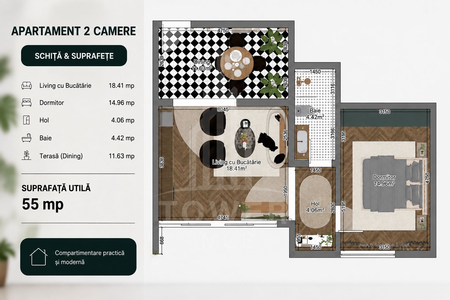 Apartament 2 camere- La cheie-Calea Surii Mici - Poză 3