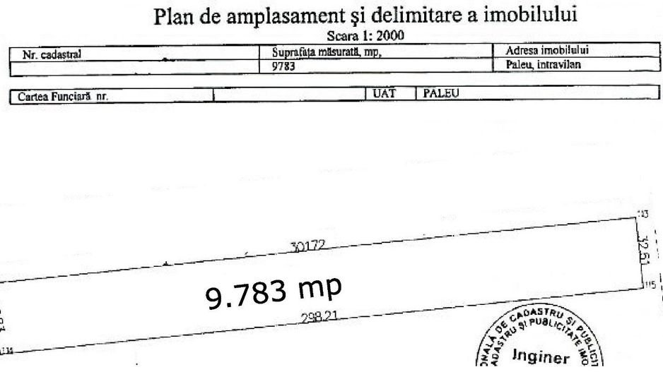 Teren intravilan de vanzare cu o suprafata de 9783 mp in Paleu,Bihor - Poză 1