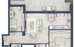 Apartament 3 camere | Balcoane 27.4 mp | Etaj 3 | Turnisor - Poză 1