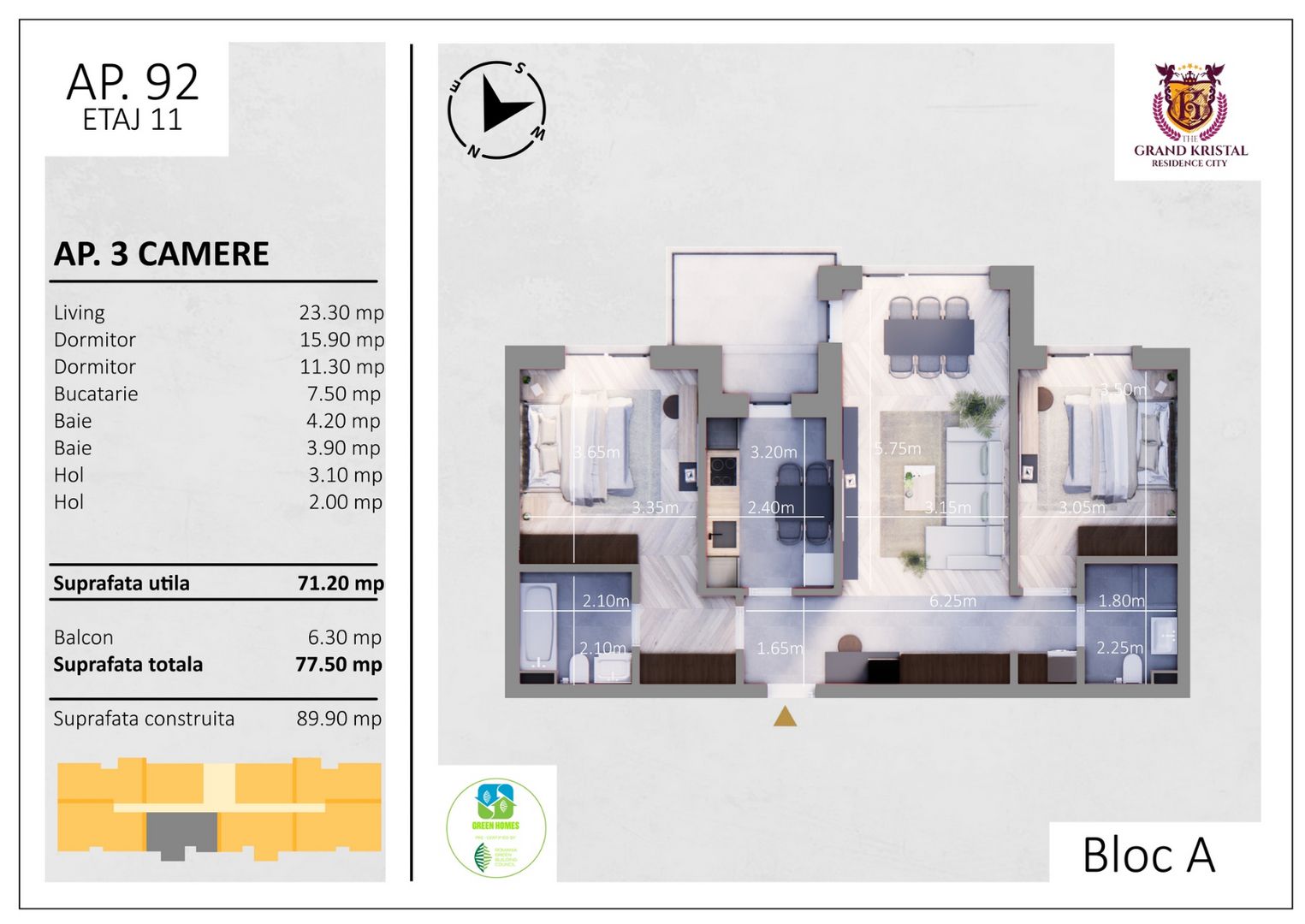 Apartament decomandat cu 3 camere si balcon - zona Bd Metalurgiei - Poză 7