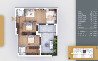 3 Camere cu Dormitor Matrimonial cu Baie Proprie si Dressing - Poză 1