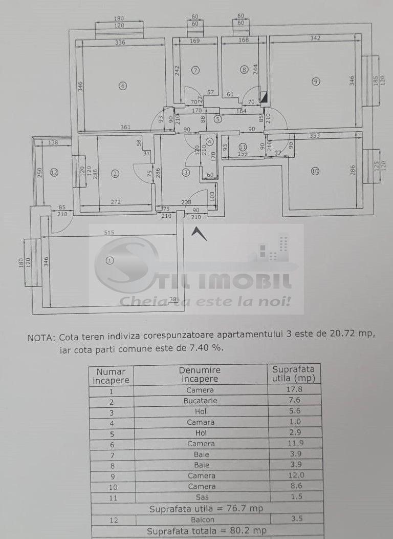Apartament 4 camere decomandate – 80 mp utili – Al. Tudor Nicolae Lidl - Schiță 10