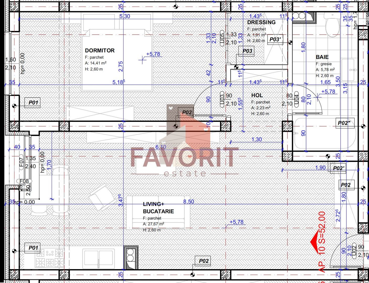 Etaj intermediar. Loc de parcare. Disponibil imediat - Schiță 8