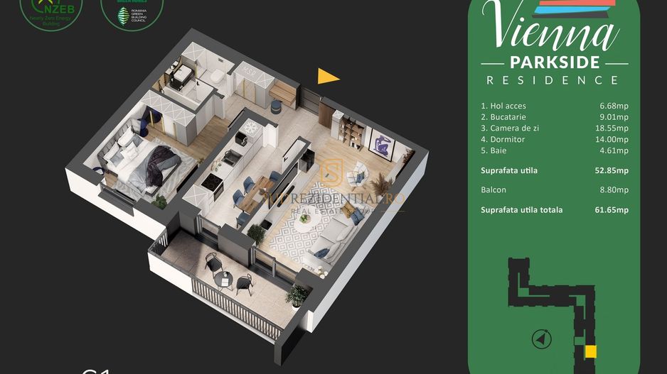 2 Camere Finalizat | Vienna Park Side - Blvd-ul Metalurgiei, Sector 4 - Schiță 8