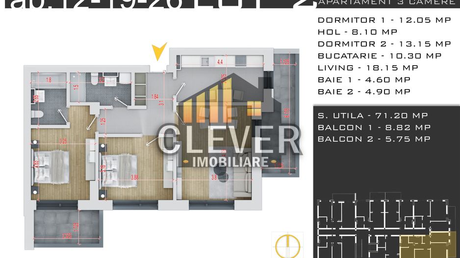 Apartament 3 Camere | Metrou Teclu | Parcare gratis | Theodor Pallady - Poză 3