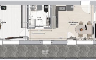 Vând Apartament 3 Camere, Semi-finisat, Terasă 21mp – Mărăști - Schiță 9