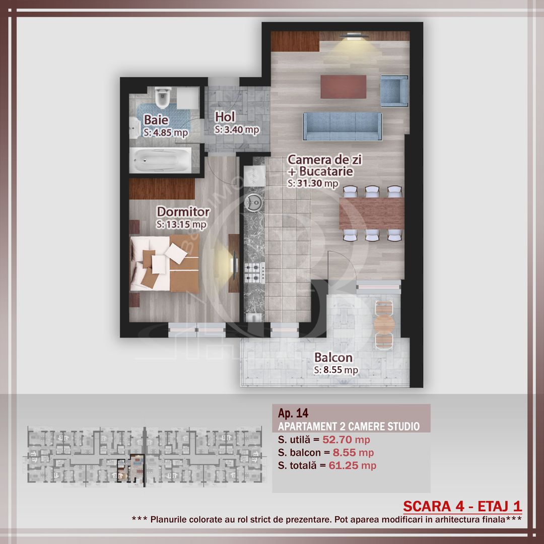 2 Camere modern-Suprafata generoasa-Metrou Nicolae Teclu - Schiță 8