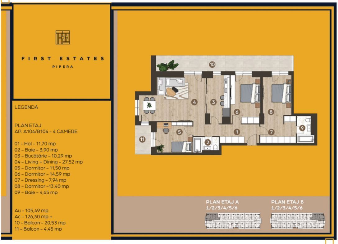 Apartament 4 camere | Pipera First Estates - Schiță 6
