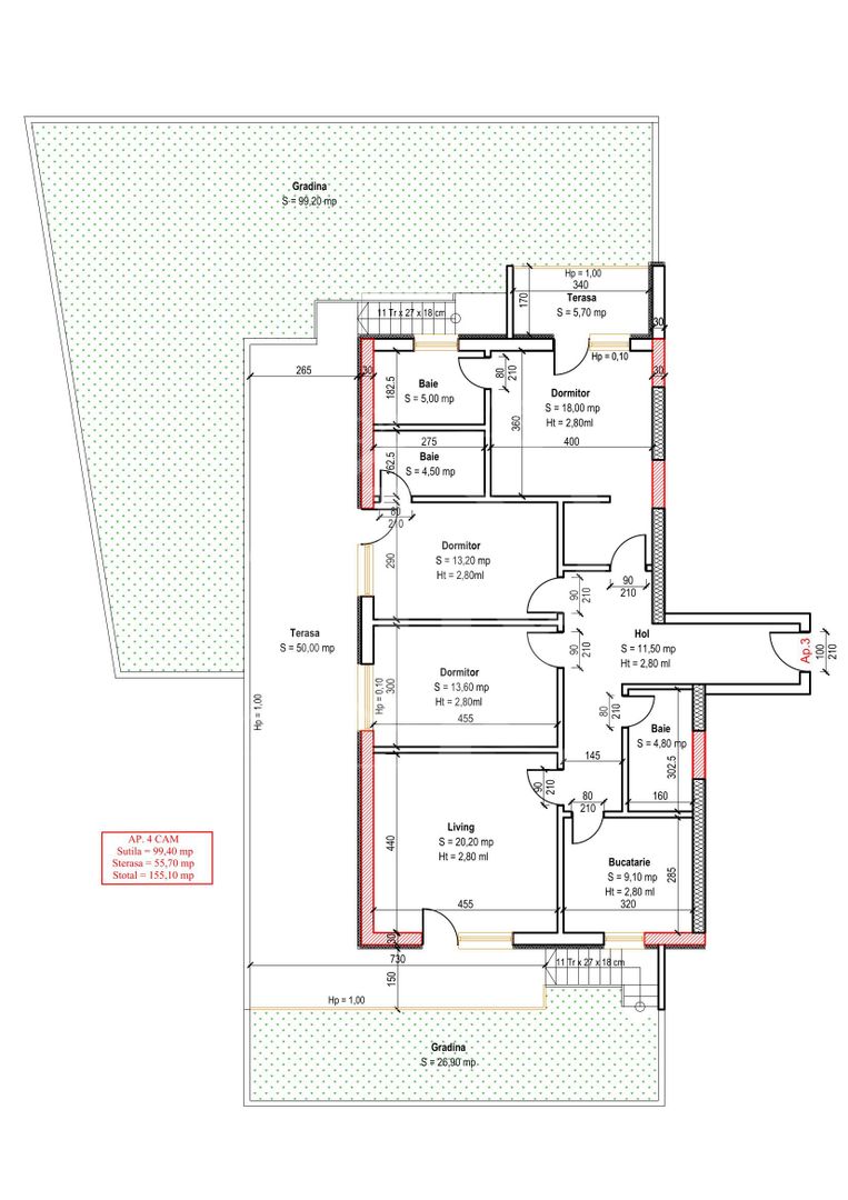 4 camere | Gradina Proprie si Terasa | Theodor Pallady - Schiță 9