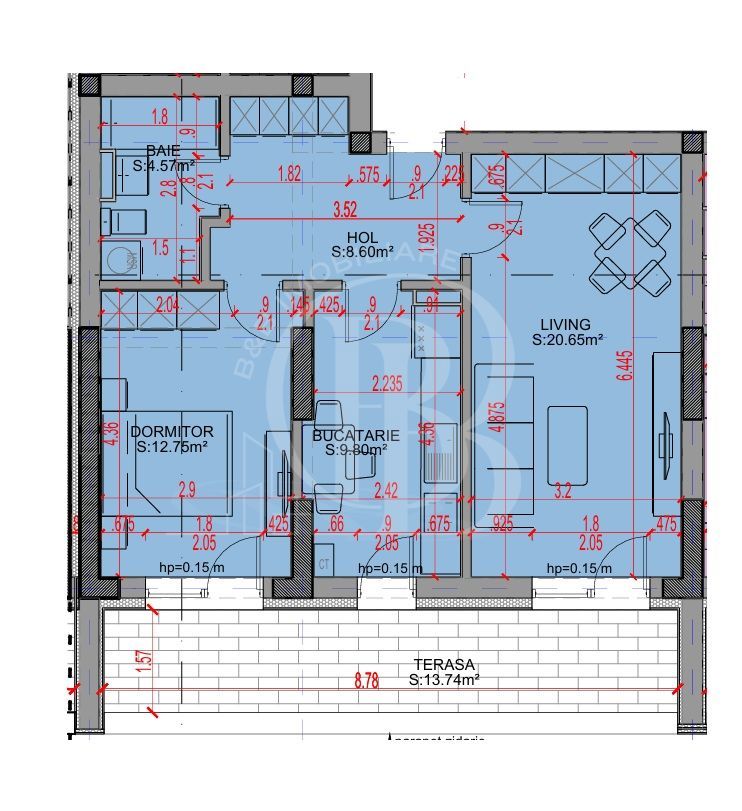 Apartament 2 camere Parcare Gratis Theodor Pallady 5min STB - Schiță 2