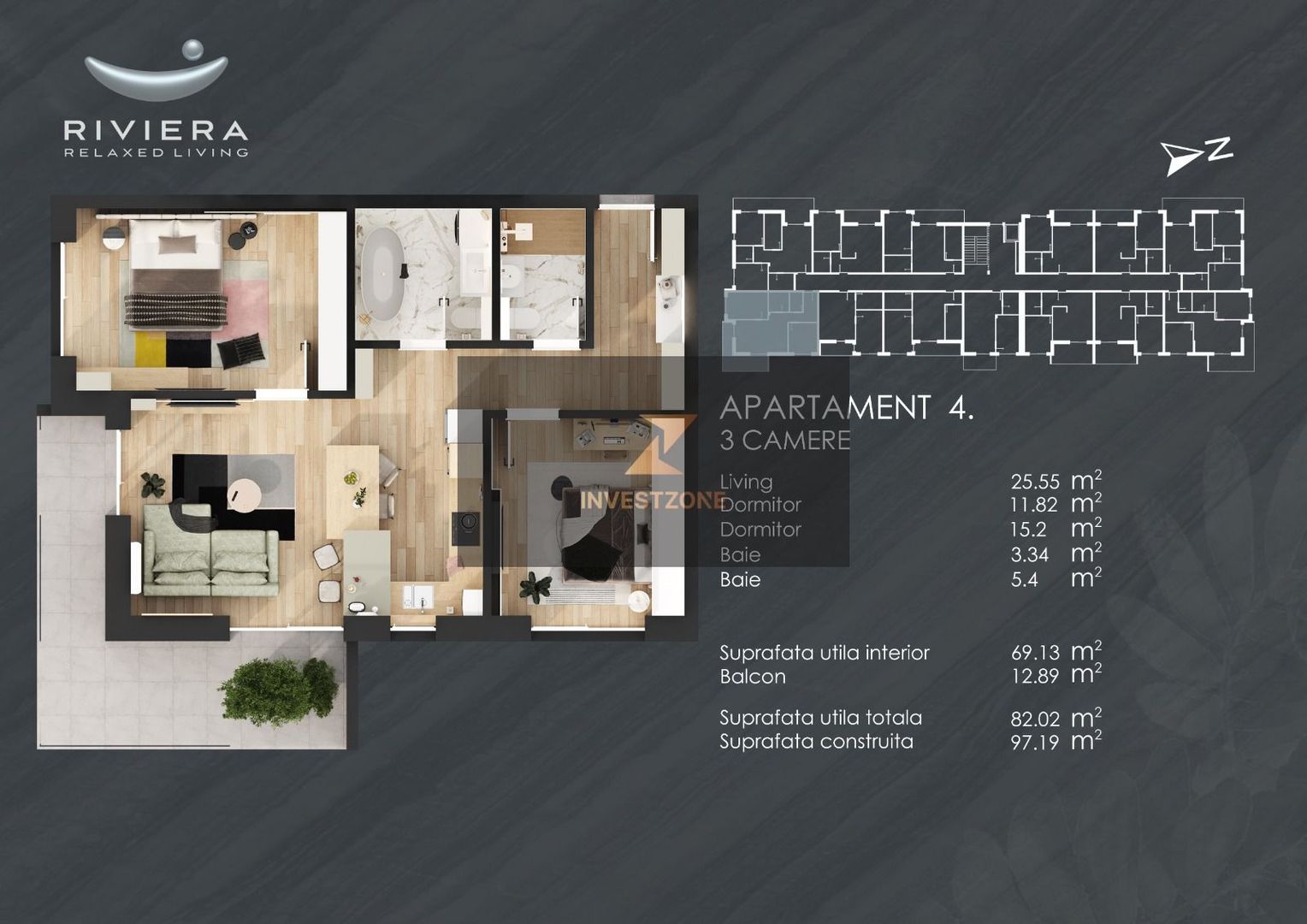 InvestZone vinde un apartament de 3 camerev in complexul Riviera Orade - Poză 1