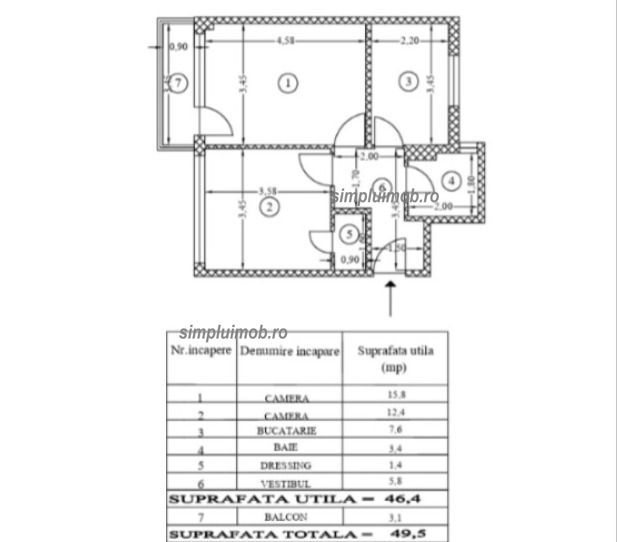 Decomandat Renovat Mobilat 2 Camere Giurgiului - Schiță 21