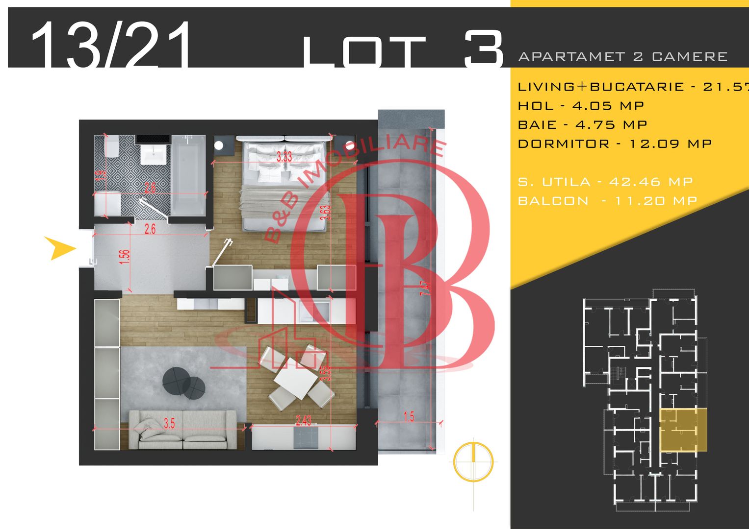 2 camere Titan Pallady Metrou Nicolae Teclu Comision 0 - Schiță 11