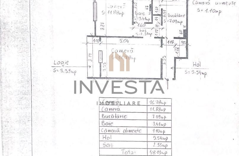 Apartament 2 camere decomandat, etaj intermediar, zona Gheorgheni! - Schiță 2