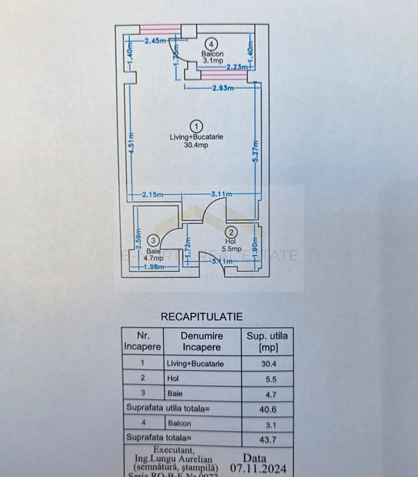 Studio nou în Ivory Residence Pipera | 43,7 mp | Ideal pentru investiție - Schiță 7