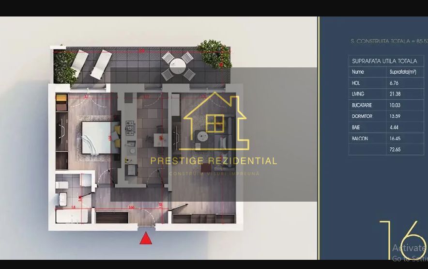 2 camere, nou , finalizat,Incalzere Pardoseala,Titan-Pallady - Schiță 3