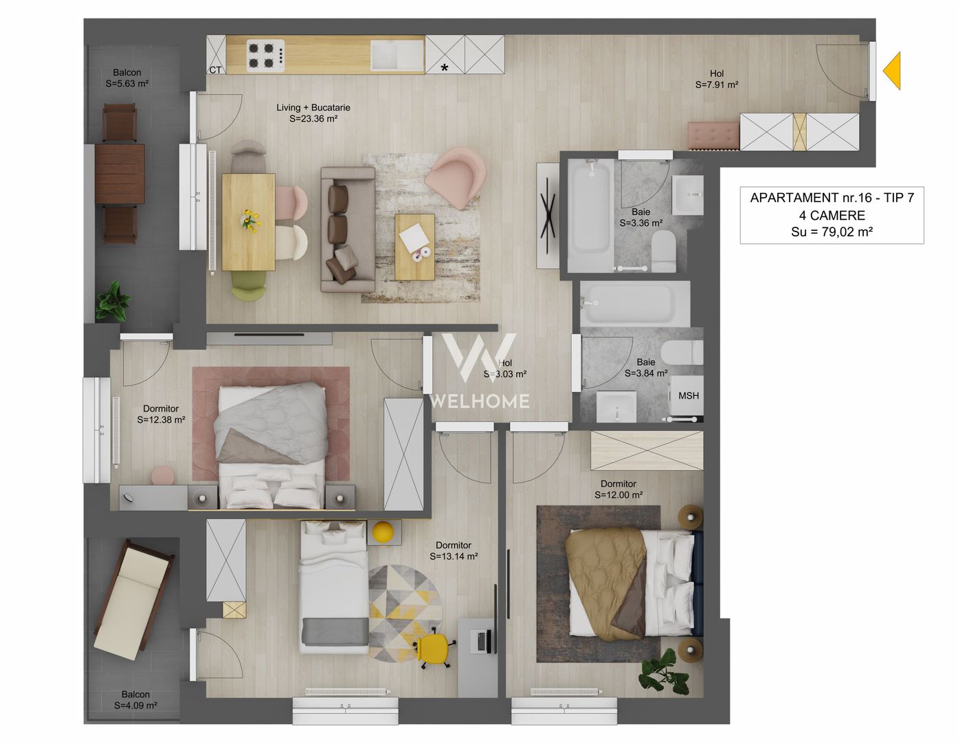 Apartament 4 camere in Sibiu - Schiță 5