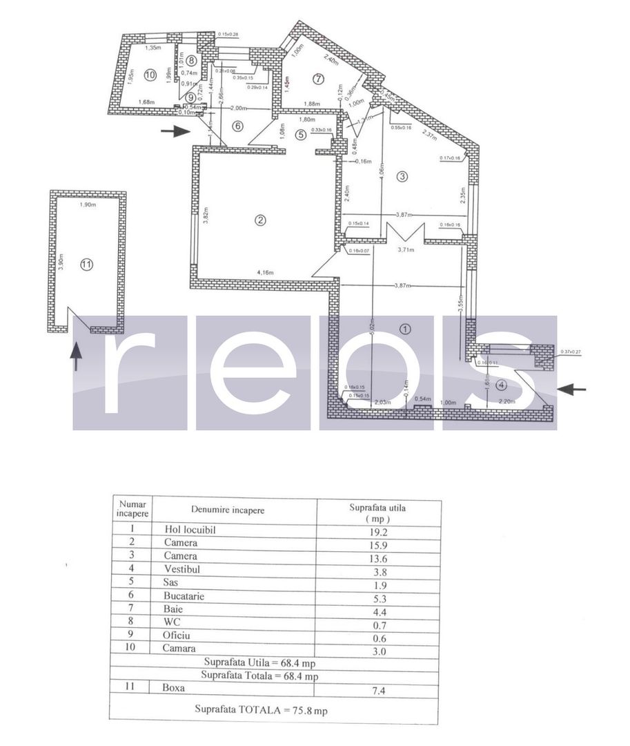 INCHIRIERE 3 CAMERE 2 BAI METROU UNIRII ULTRACENTRAL CENTRALA PROPRIE 68MP - Schiță 17