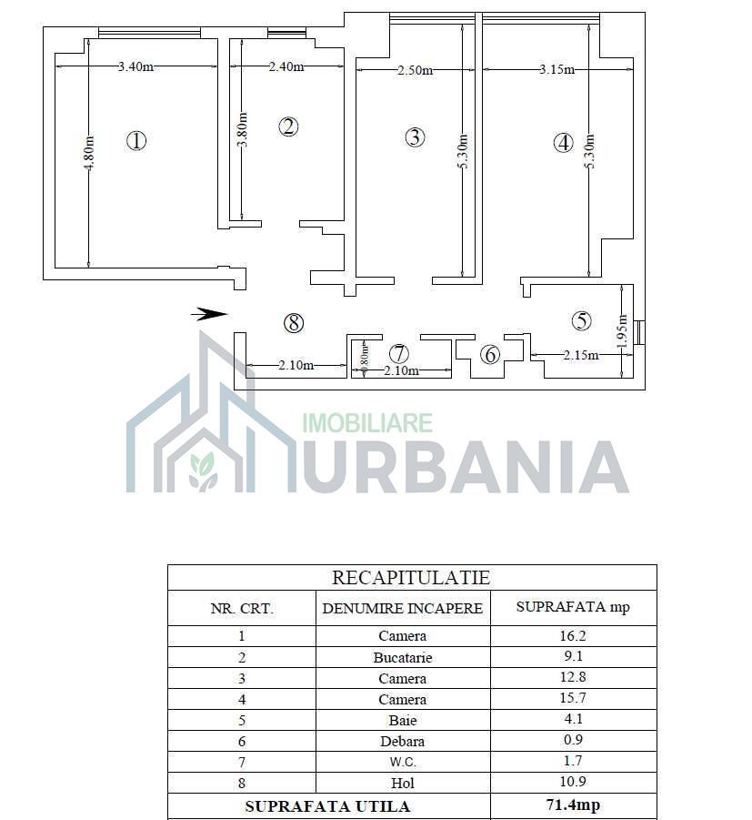 Apartament 3 camere, zona Frumoasa, Iași – vânzare - Poză 8