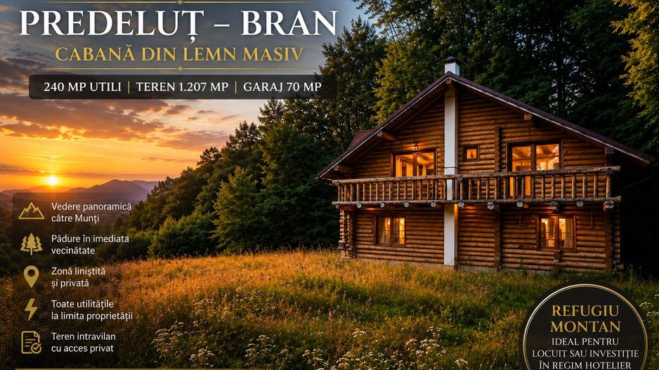 Cabană din lemn masiv | 240 mp utili | Predeluț – Bran | 1207 mp Teren - Poză 1