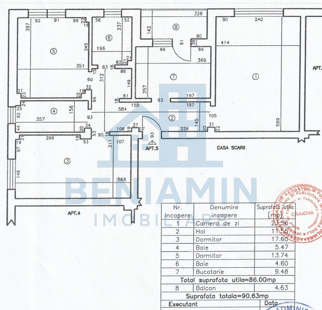 Apartament 3 camere decomandat etaj 1 an 2009 centrala - Schiță 11