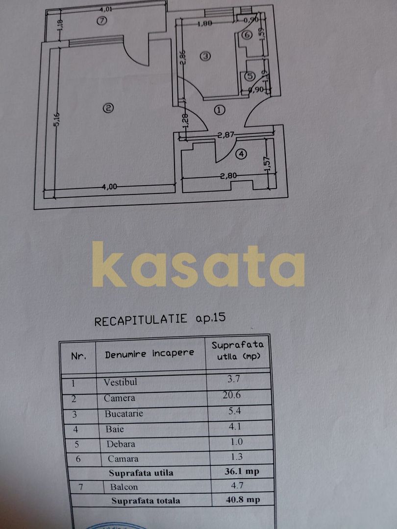 Garsonieră 🏢 | Virtuții 📍 | Etaj intermediar ⬆️ | Renovată complet ✨ - Schiță 7