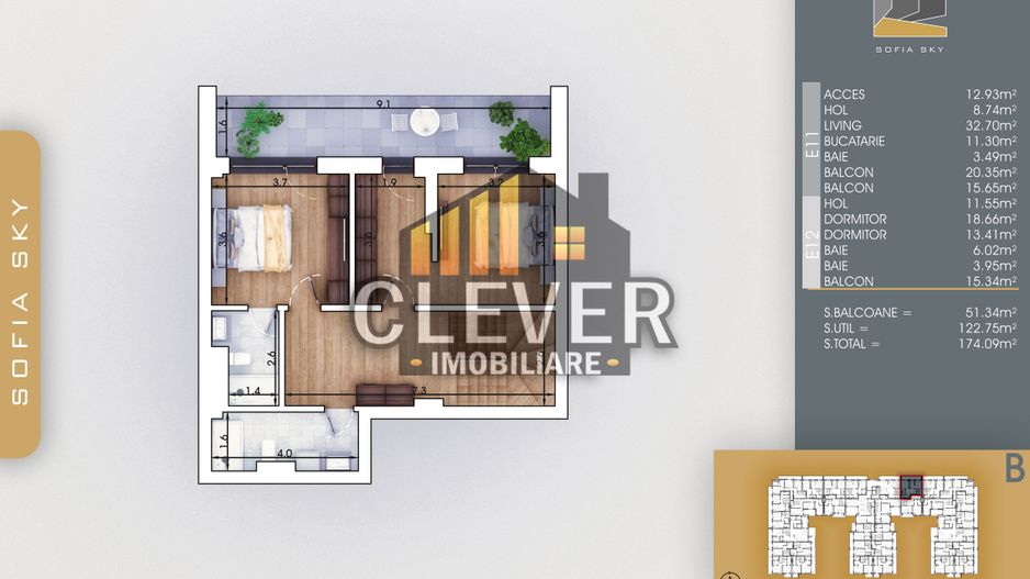 Duplex 3 camere-Suprafata Generoasa-Metrou N. Teclu - Schiță 8