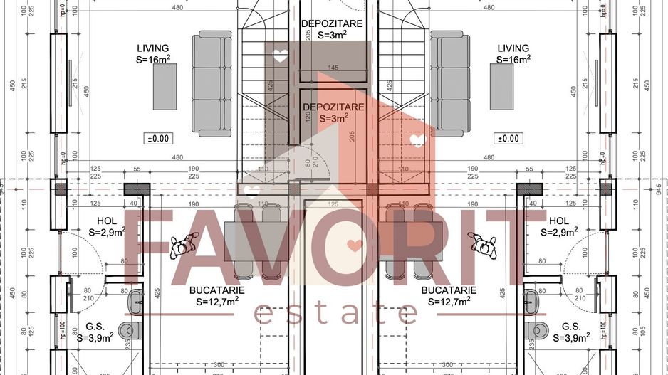 Duplex in Mosnita. Despartit prin anexa. La asfalt. - Schiță 10