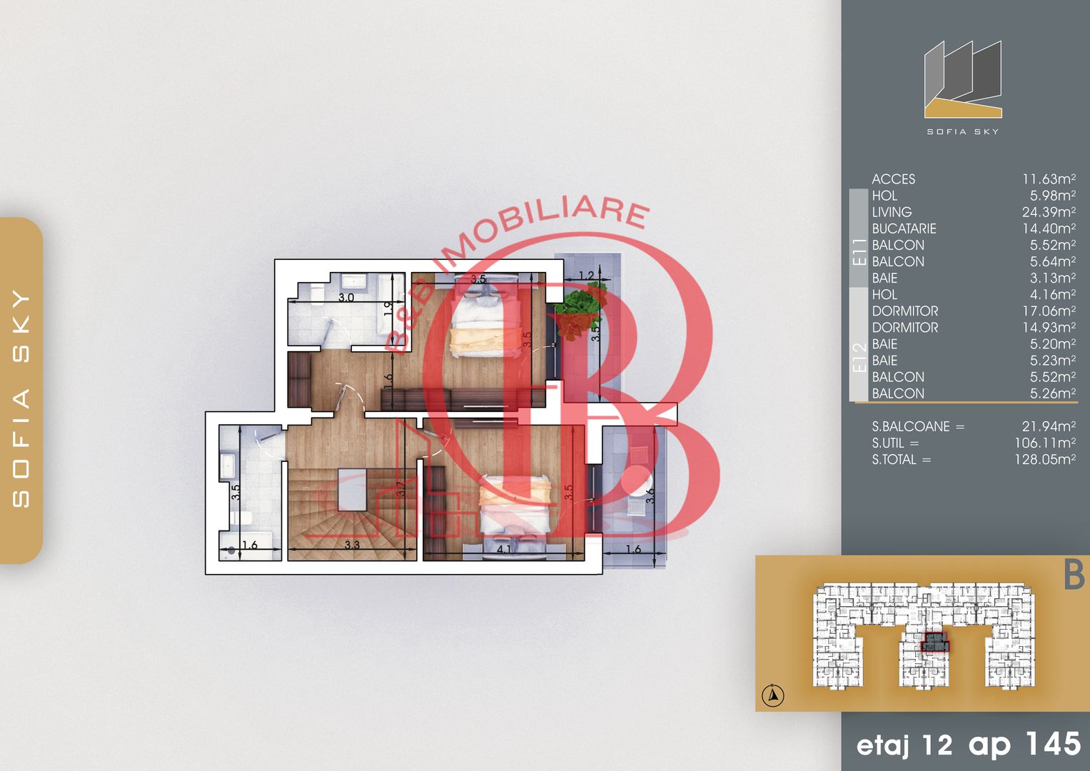 Duplex 3 camere Bucatarie 14mp Mutare Rapida 7min Metrou - Schiță 3