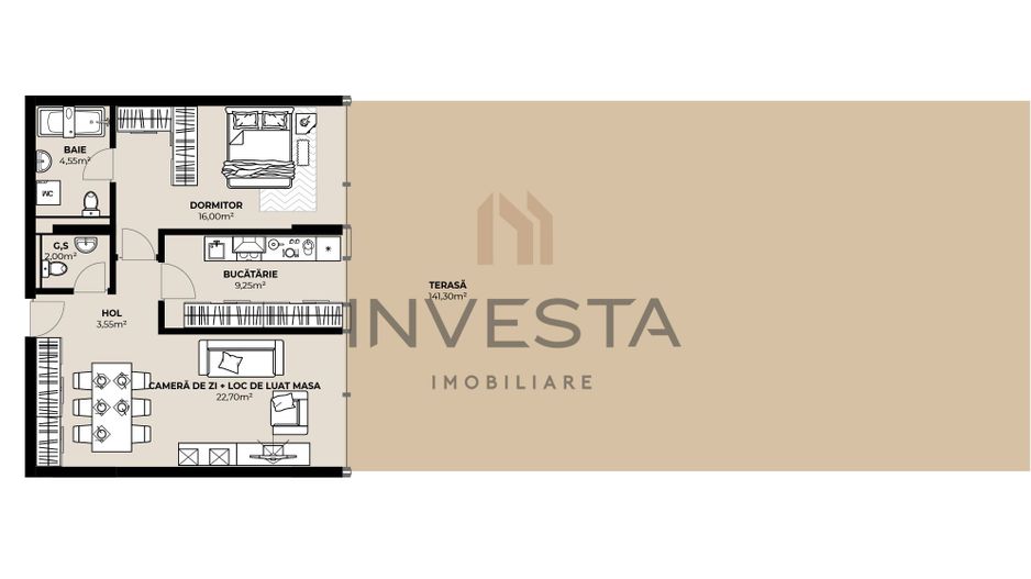 Apartament 2 camere cu terasa spectaculoasa, zona Septimiu Muresan! - Schiță 6