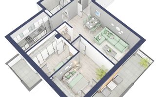 Apartament 3 camere | Balcoane 16.1 mp | Etaj 2 | Turnisor - Poză 3