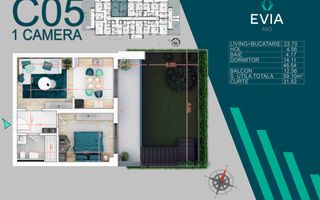 2 camere cu gradina proiect premium Metrou Nicolae Teclu - Schiță 7