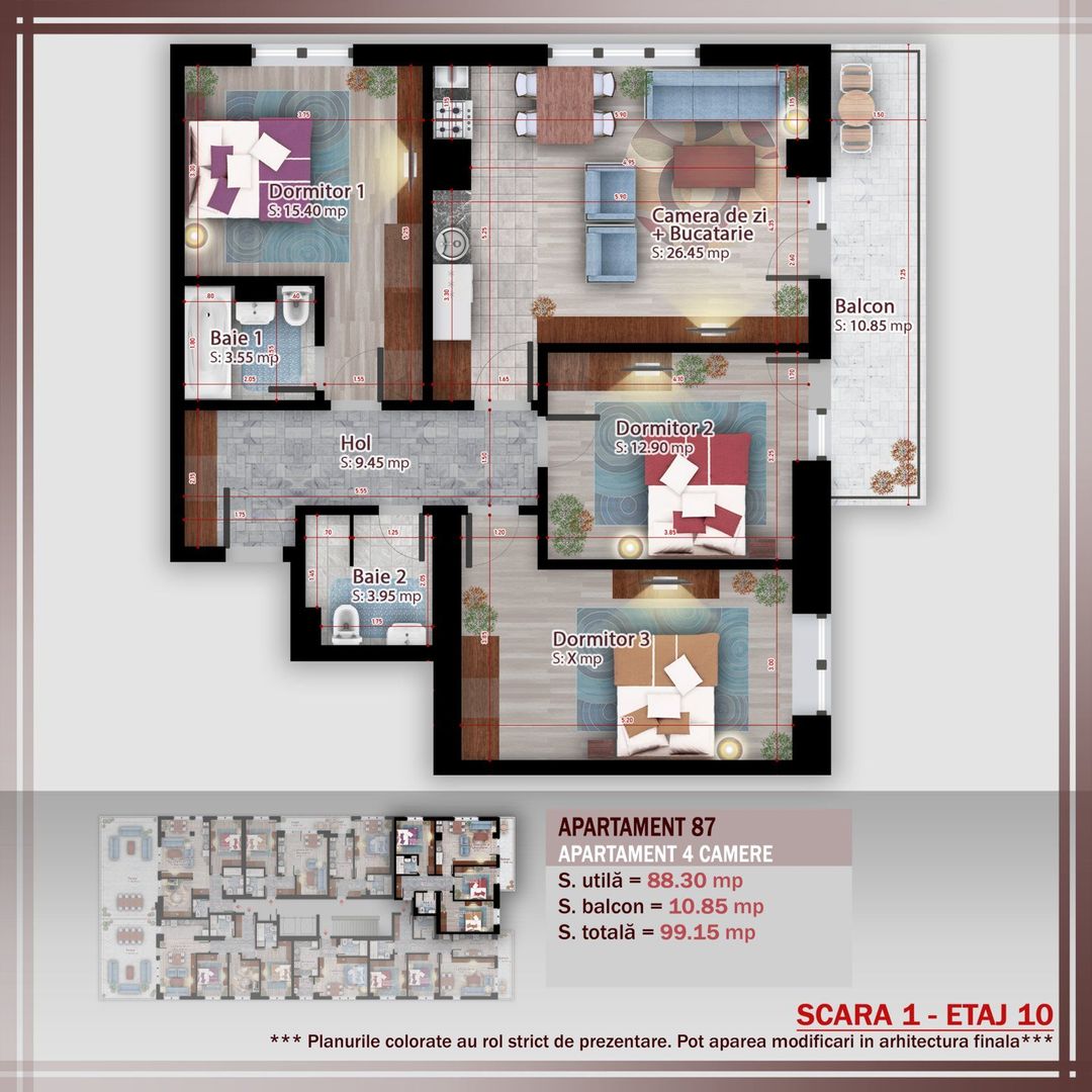 Apartament 4 camere compact  Titan Pallady Metrou Nicolae Teclu - Schiță 12