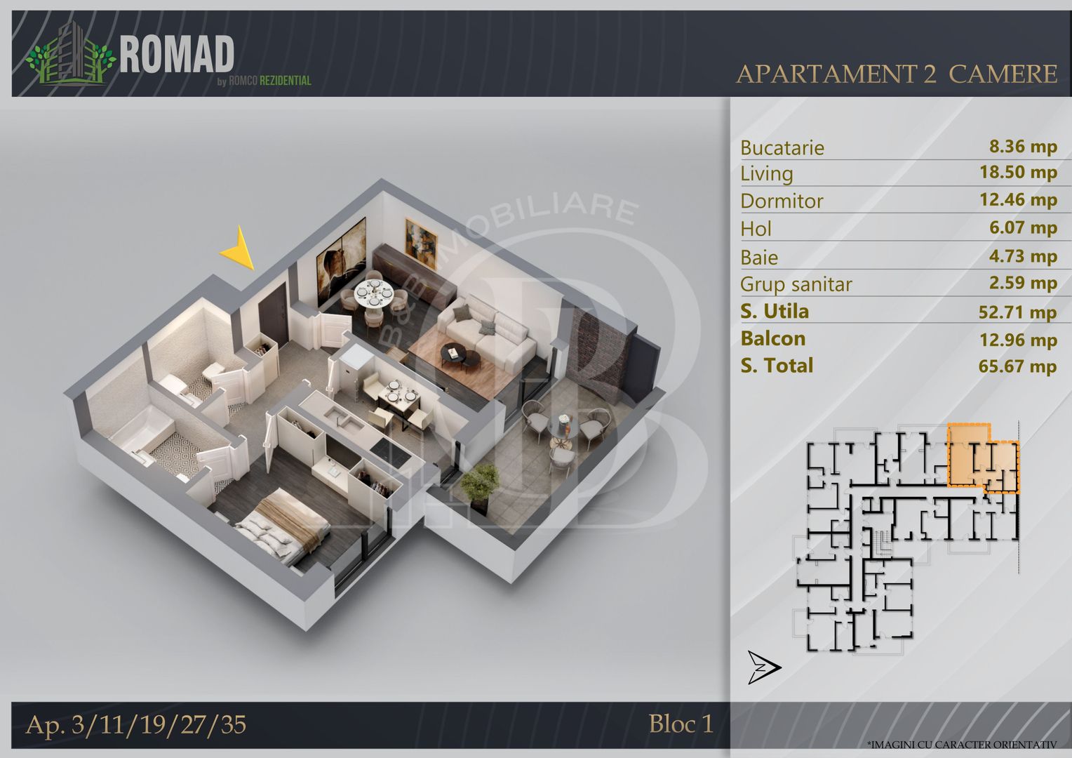 Apartament 2 camere Proiect Premium Independent Energetic - Schiță 12
