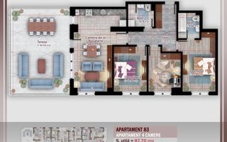 Apartament superb 4 Camere cu Terasa Generoasa Pallady - Poză 2