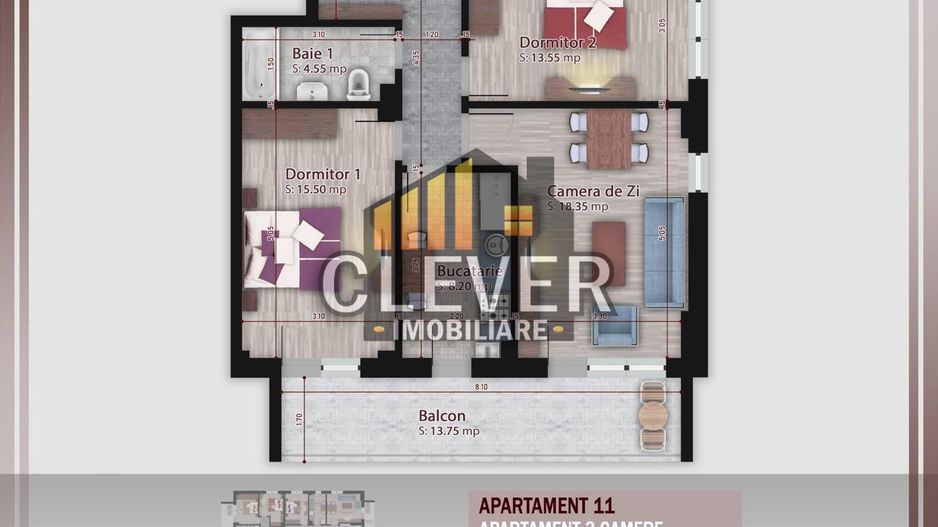 Apartament 3 camere decomandat Theodor Pallady Metrou Teclu - Schiță 8