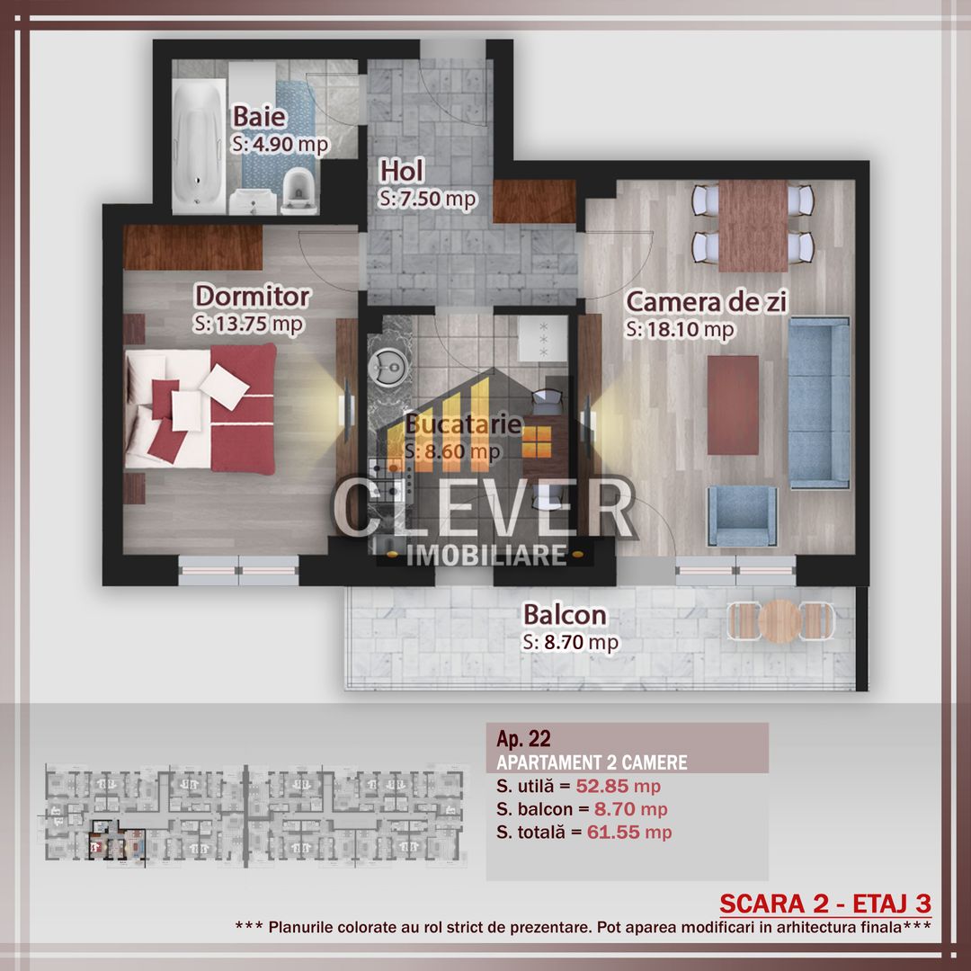 Apartament nou 2 camere Pallady, balcon 8,7 mp - Schiță 14